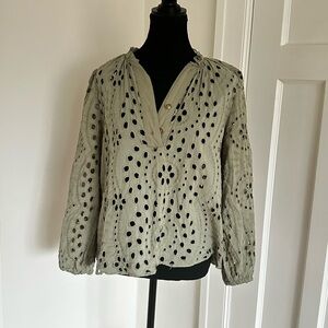 Fun Liv Los Angeles Eyelet Women's Blouse in Sage Green